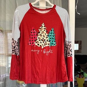 Merry + Bright Long Sleeve Shirt - Red